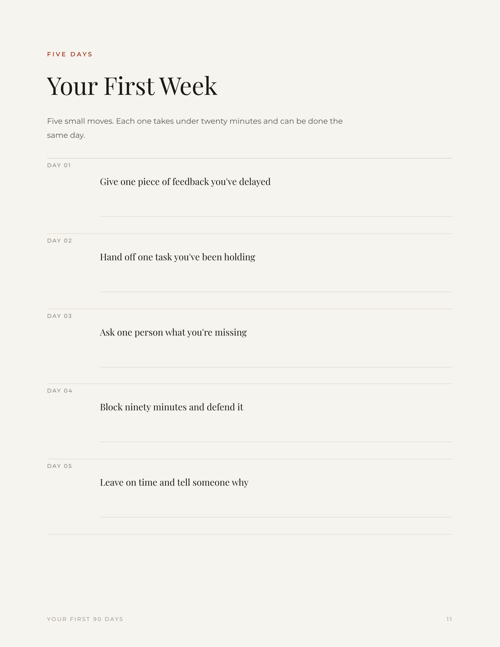 Your First Week