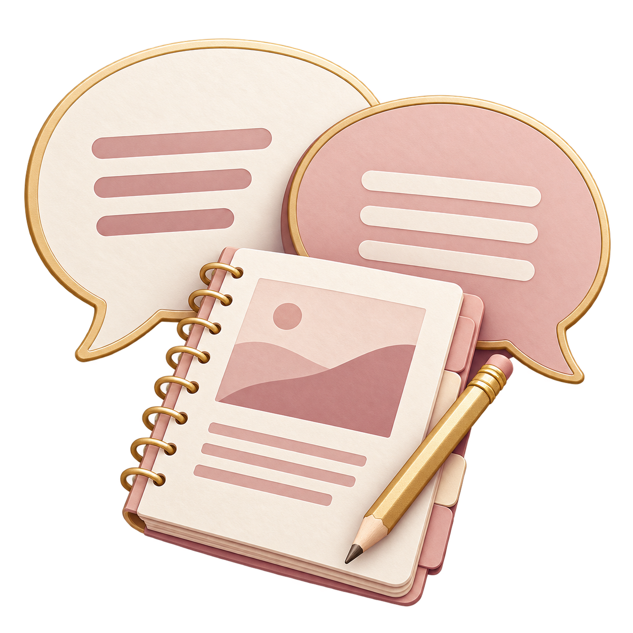 Conversation bubbles and a personal coaching workbook
